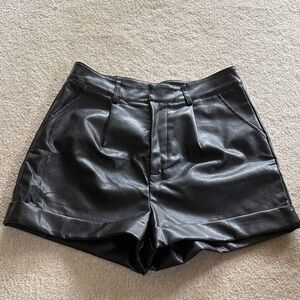 NWOT Black Faux Leather High-Waist Women's Shorts - Mediun